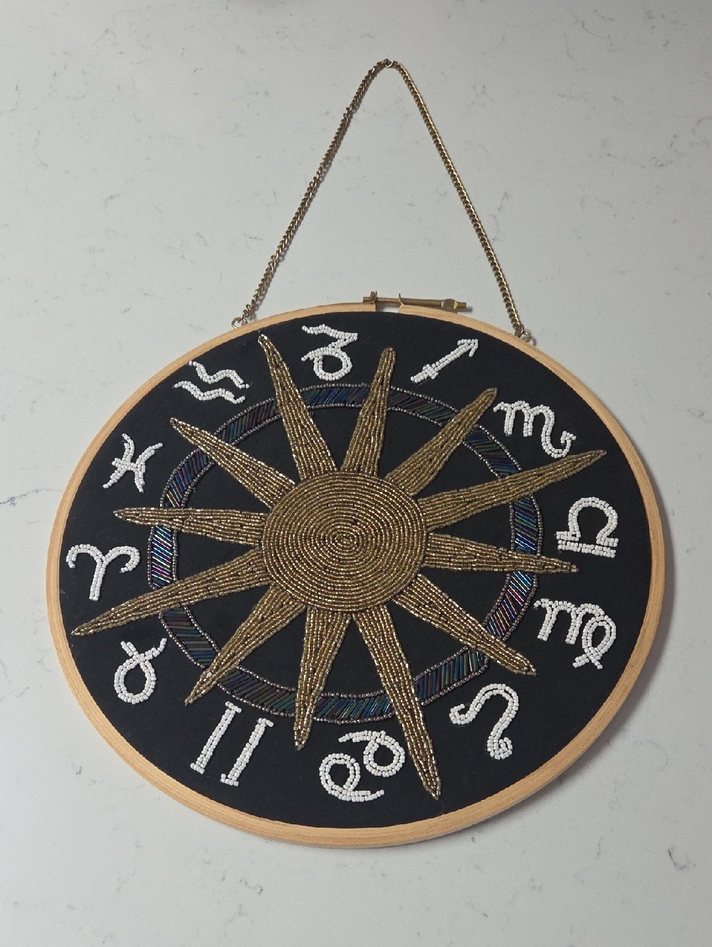 NWOT URBAN OUTFITTERS, ASTROLOGY + ZODIAC EMBROIDERY HOOP BEADED DECOR